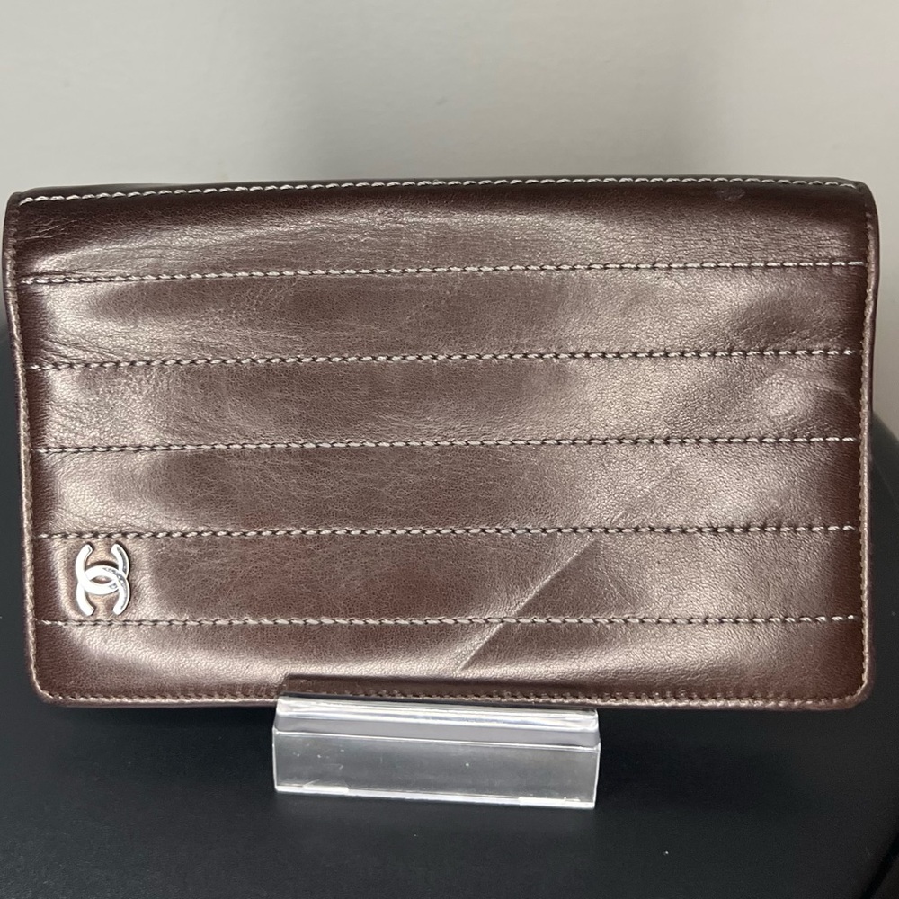 Chanel Mademoiselle Long Wallet Brown Lambskin Leather